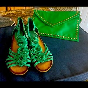 Green Italian shoes and bag